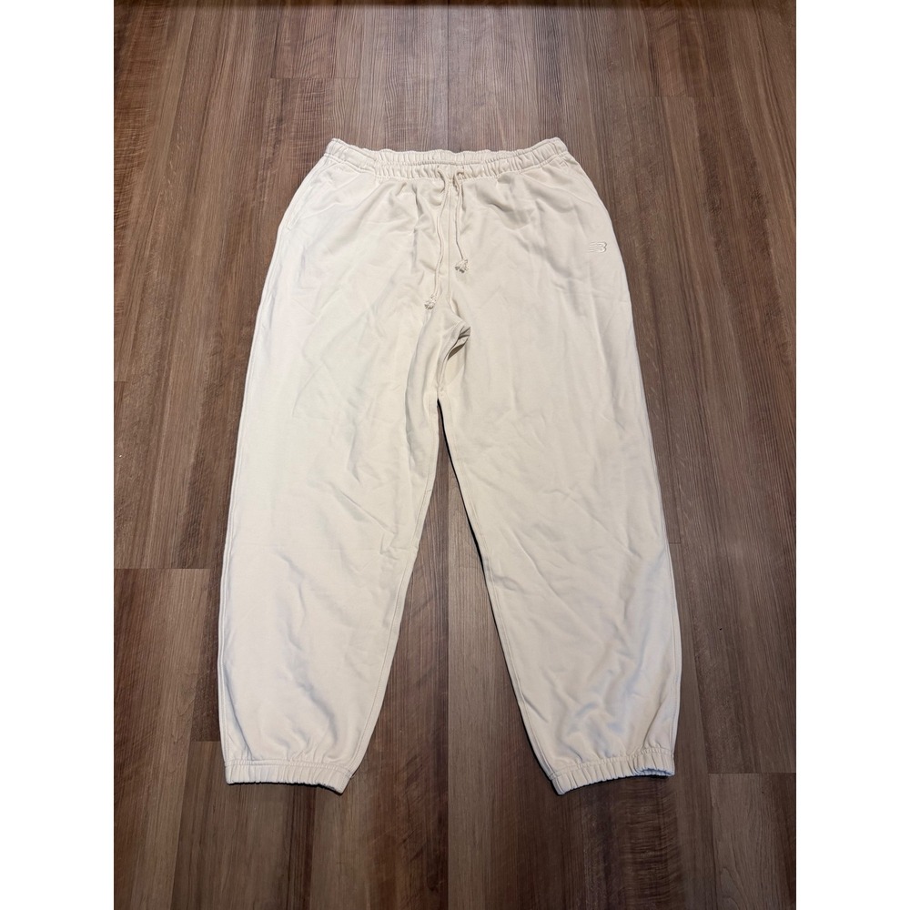New Balance Sweatpants Men's XL Cream Oversized Fleece Joggers